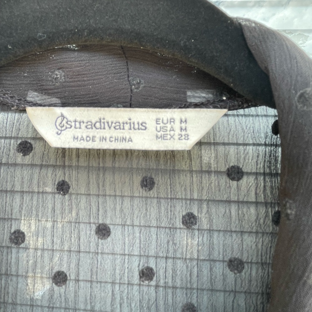 Stradivarius Sheer Black Polka Dot Bodysuit - Picture 2 of 8